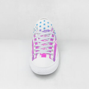 Cyan & Pink Mandala Star Print White Canvas Low‑Top Sneakers 4