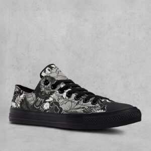 Dragon Tattoo Art Print Black Canvas Low‑Top Sneakers 4