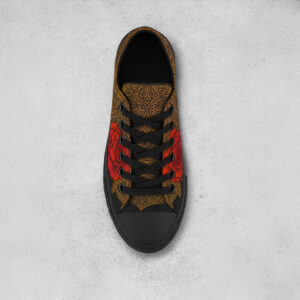 Rose & Gold Mandala Print Black Canvas Low‑Top Sneakers 3