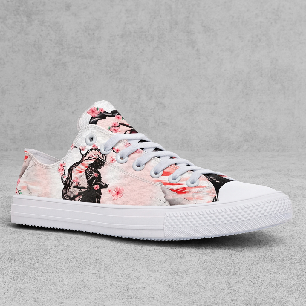 Sakura Blossom Art Print White Canvas Low‑Top Sneakers 5