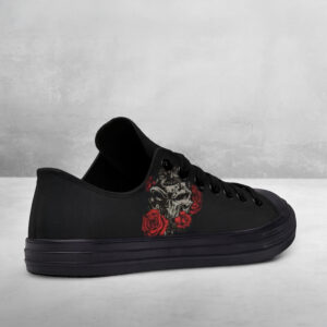 Skull & Rose Graphic Black Canvas Low‑Top Sneakers 3