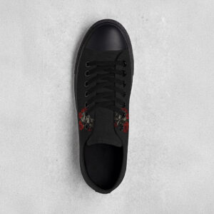 Skull & Rose Graphic Black Canvas Low‑Top Sneakers 5